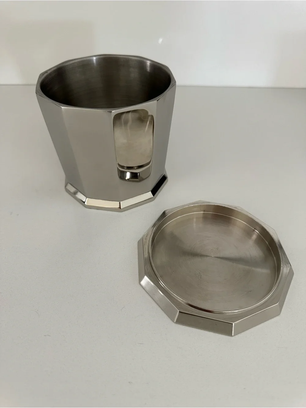 Restoration Hardware Faceted Wide Canister in Polished Nickel